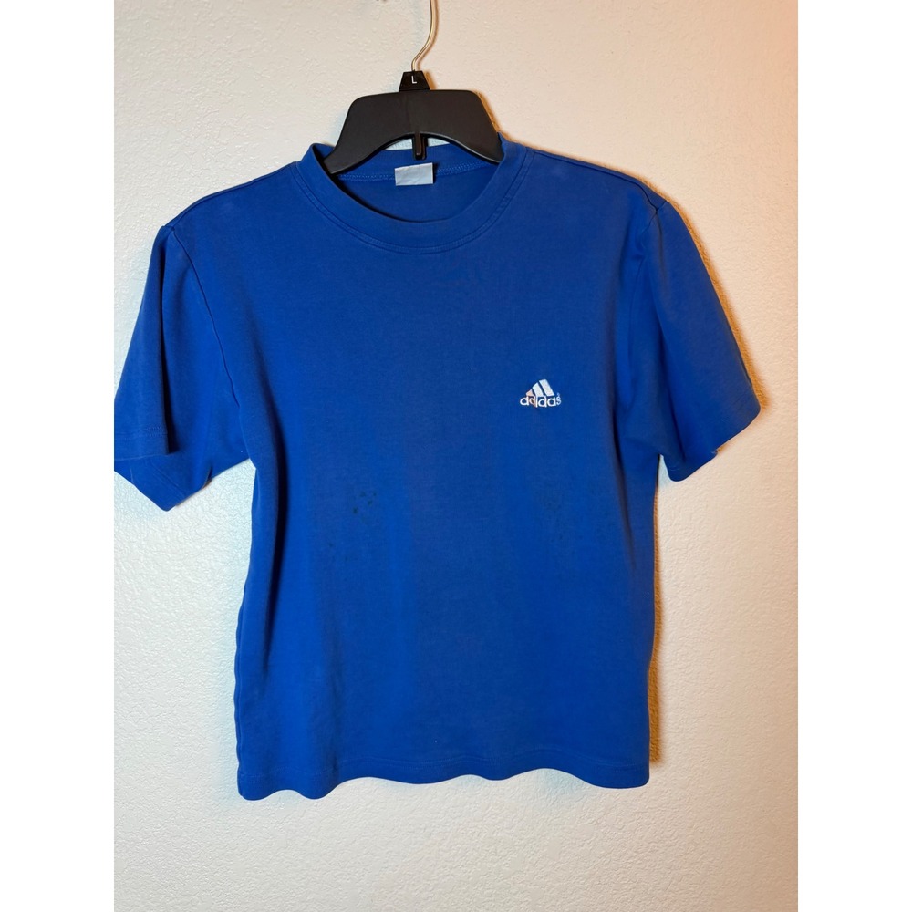 Vintage Adidas Equipment T-Shirt Blue Embroidered Logo Short Sleeve Crew Neck